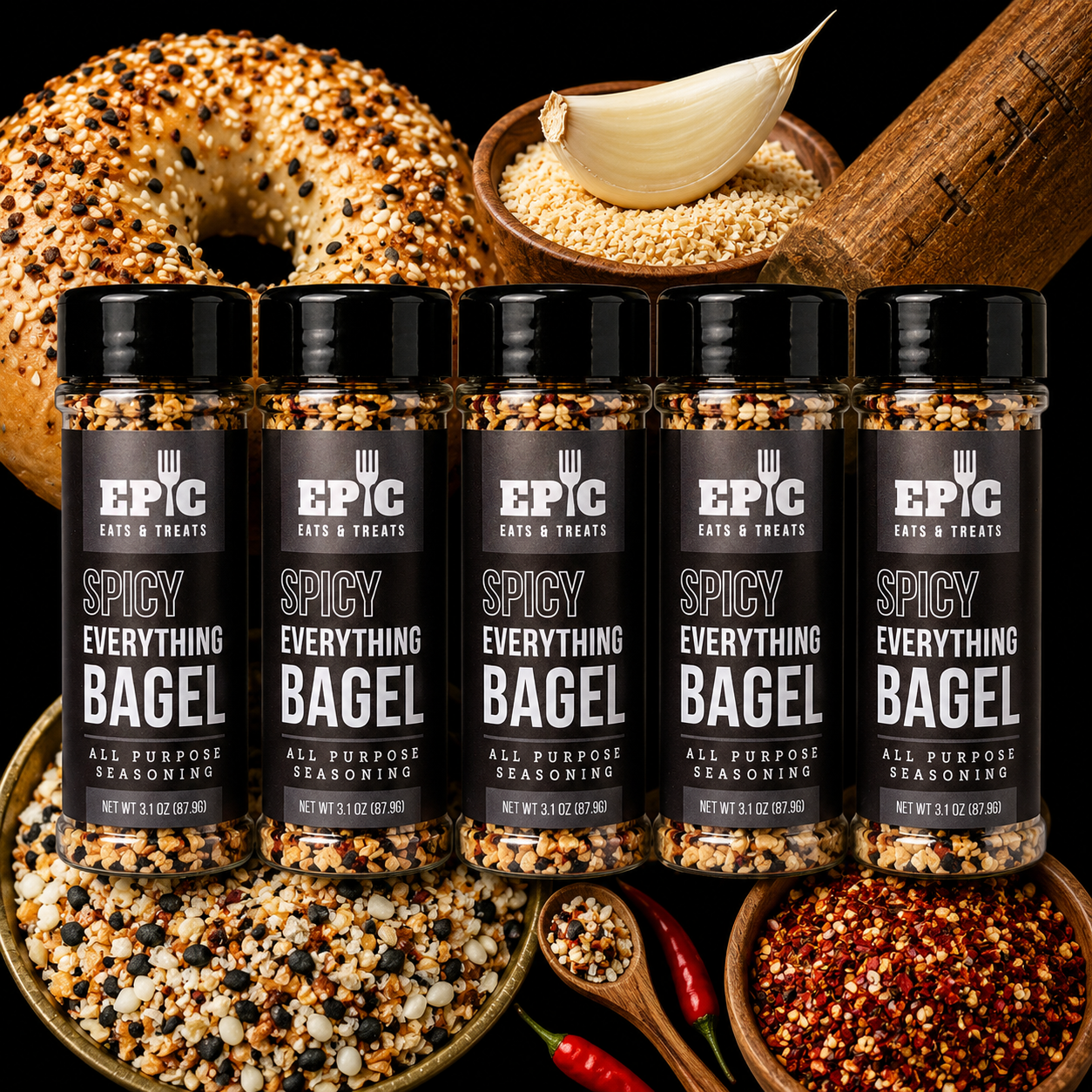 SPICY EVERYTHING BAGEL SEASONING - 5PACK BUNDLE & SAVE