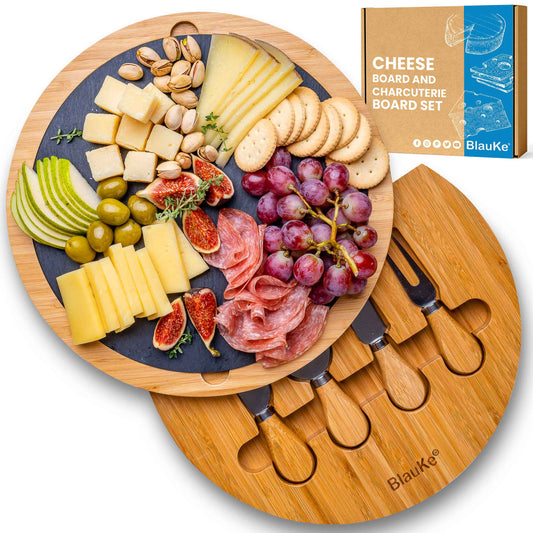 EPIC Kitchen Swivel Bamboo Charcuterie Board & Cheese Knife Set
